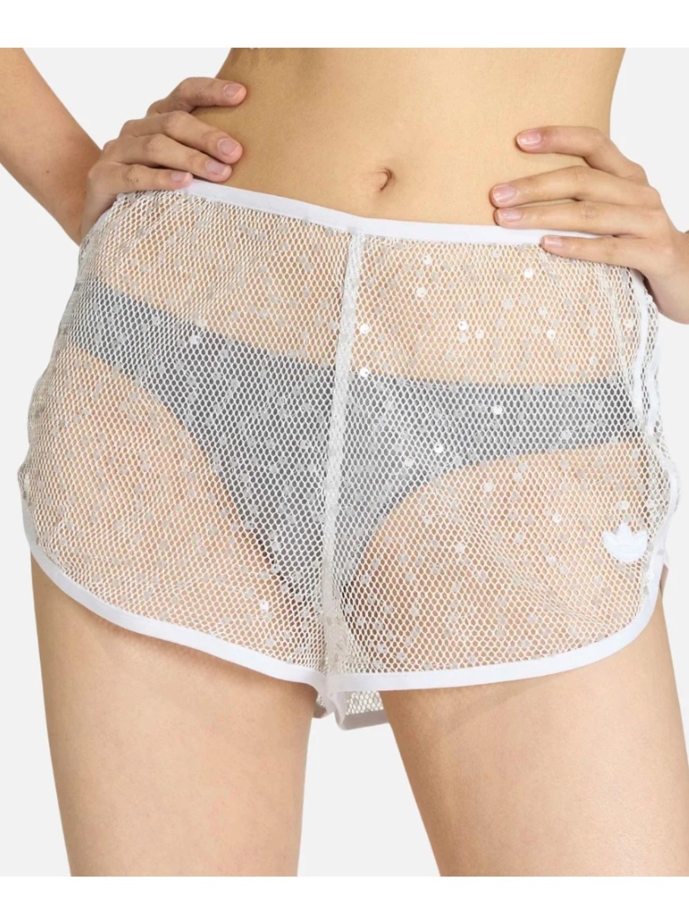 adidas White Sparkling Mesh Shorts ONLY